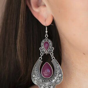 Paparazzi Jewelry Accessories - Rise and Roam - Purple Earrings - Vintage